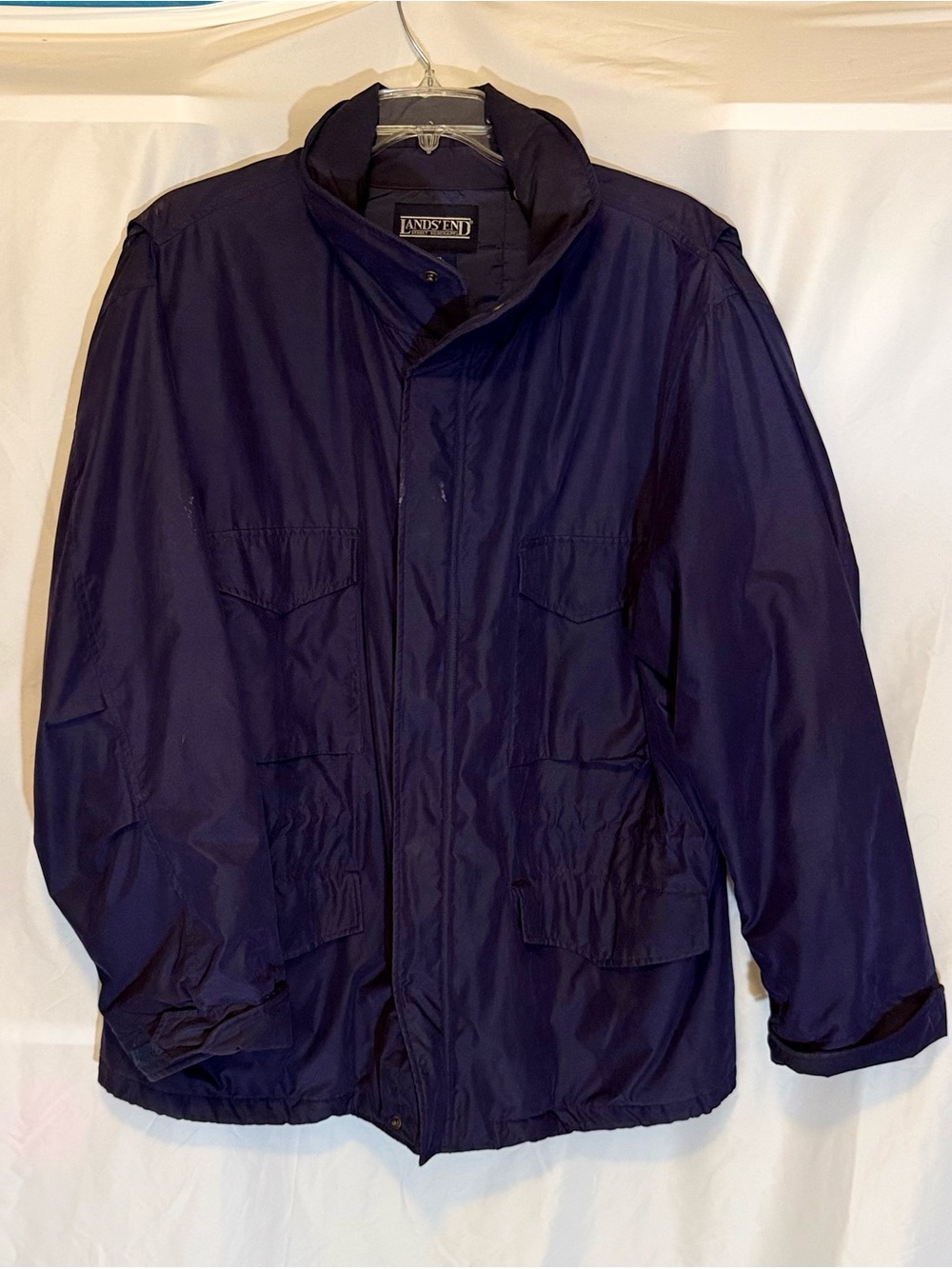 Vintage Lands' End Men's Navy Direct Merchants All Weather Windbreaker Size XL